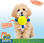 Hartz Dura Play Sports Baseball Dog Toy, Bacon Scented Squeaky Latex Yellow & Blue Toy, 1 Count