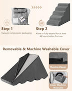 Aodisman Dog Stairs for High Beds,5 Step Pet Ramp for Dogs and Cats,22.4" H | High-density foam dog steps for beds and window sills, with a non-slip bottom for puppy and older cat,comfortable,Grey