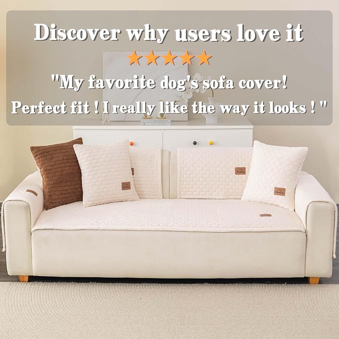 Washable Velvet Dog Couch Cover, Plush Pet Sofa Furniture Protector for 2-3 Cushion Couch, Non-Slip Washable Cover for Dogs(1PC/27.6"x82.7",White)