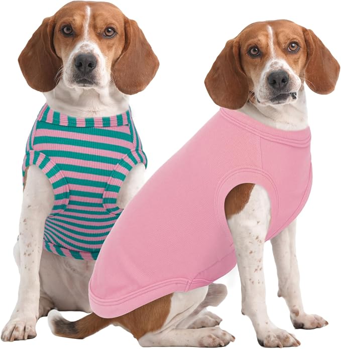 IECOii 2 Pack Dog Surgery Recovery Shirt Sleeveless Lightweight Dog Tshirt | T-Shirts with Stretch Fit,Gentle on Sensitive Skin,Anti-licking for Hot Spots,Shedding Control Tee,For Small to Giant Dogs