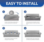 Stretch Loveseat Couch Cover, 2 Cushion Couch Slipcover,Silver | 1-Piece Washable Sofa Cover Pet Friendly (55"-78") Furniture Protector Soft Jacquard, Elastic Bottom for Dogs & Kids