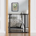 Babelio Baby Gate for Doorways and Stairs, 31-36" Pet Gate with Wide Door | Pressure/Wall Mount; Triple-lock System; Auto-close; 200N Impact Tested; Easy Install for Doorways, Kitchen, Hallway, Black