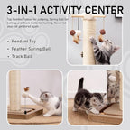 PEEKAB Cat Scratching Post for Indoor Adult Cats and Kittens,33 Inches Tall Large Sisal Scratch Post with Track Ball Toys,Cat Scratcher Toy Beige