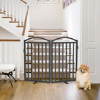 Malier Metal Freestanding Dog Gates, Outdoor Indoor Dog Fences, Extra Wide Foldable Puppy Gate for Stairs, Hallways, Yard
