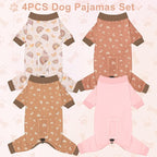 Bienbee Dog Pajamas, 4 Pack Adjustable Onesies for Small to Large Dogs XS | Dog Shedding Suit with Soft Fabric, Breathable & Stretchy, and Adjustable Back Length for Sleeping Lounging and Daily Use