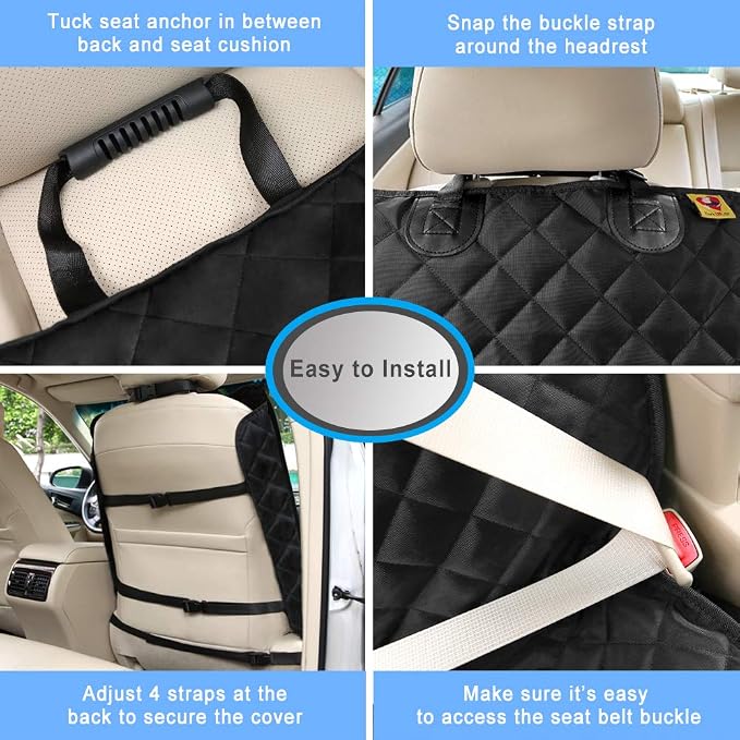 Bark Lover Deluxe Dog Seat Cover for Front Seat-More Durable Spill-Resistant Front Seat Protector, High Heat Resistant and Nonslip Front Seat Cover for Dogs Kids, Universal Size (Black,1 Pack)