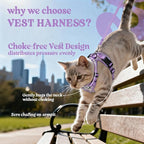 rabbitgoo Cat Harness and Leash Set, Escape Proof Vest, Purr-ple Daisy | Soft Breathable Mesh, Easy Adjustable Fit, Snap Buckles, Sturdy Clip, Reflective Strips, for Average Cats Walks, S