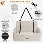 JOEJOY Dog Car Seat for Large Medium Sized Dogs Under 55 lbs, Dog Booster Seat for 2 Small Dogs with Detachable Washable Cover, Memory Foam Pet Car Seat with 2 Safety Belts and Storage Pockets