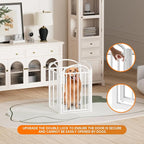 SNUOWU 4 Panles Full Matel Freestanding Dog Gates with Door, 96"Extra Wide 32"Tall Free Standing Dog Pet Gate for Indoor & Outdoor. Foldable Pet Fences for Doorways, House, Stairs, Porch, Deck, Yard