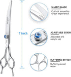 JASON Curved Dog Grooming Scissors - 7" Cats Trimming Shears Right Handed | Ergonomic Pets Shear with Offset Handle and a Jewelled Screw for Right Handed Groomers, Sharp, Comfortable, Gift