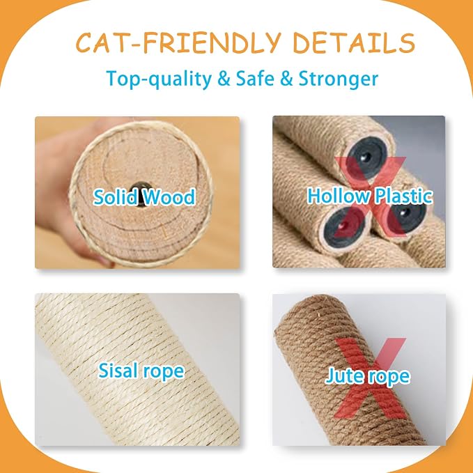 Cat Wall Shelves, 9-Piece Cat Wall Furniture with Sisal Mats | Solid pine cat shelves for wall with cat house, cat wall climber, cat wall ladder and floating shelves for large indoor cats