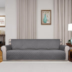 PureFit Reversible Quilted Couch Covers for Dogs Sofa Cover 4 Seater 88" | Gray/Ivory, Water Resistant Couch Protector, Washable Pet Couch Cover with Non Slip and Elastic Straps For Kids