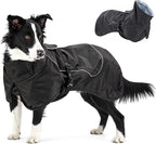 Waterproof Dog Raincoat, Windproof Rain Jacket with Velvet Lining for Outdoor Windy Weather, Breathable Full-Body Coverage Dry Suit Coat with Reflective Strips for Small Dog (Black, S)