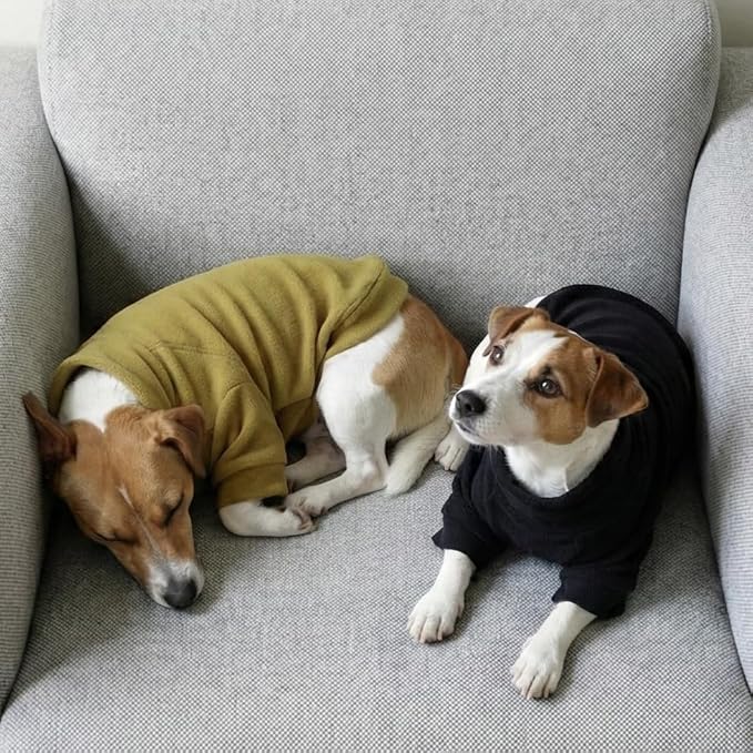 Fitwarm 3 Pack Classic Fleece Dog Sweater, Winter Clothes for Small Dogs Boy Girl, Turtleneck Dog Sweatshirt, Pet Pullover Jumper, Cat Apparel, Black, Olive Green, Cream, XXL