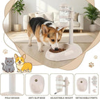 Pet Standing Water Dispenser Feeder, 500ml Dog Water Feeder Bottle Adjustable Raised Pet Food Bowl for Dogs Detachable Bottles Easy Cleaning (Beige)