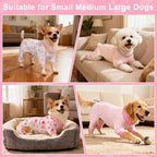 Bienbee Dog Pajamas, 4 Pack Adjustable Onesies for Small to Large Dogs XL | Dog Shedding Suit with Soft Fabric, Breathable & Stretchy, and Adjustable Back Length for Sleeping Lounging and Daily Use