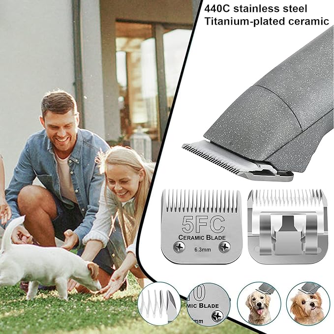 5FC Blade Dog Grooming Clipper Blades,Compatible with Andis Dog Clipper | Grooming Blade for Oster A5,Wahl KM Series Detachable Ceramic Blade & Stainless Steel Blade,Size-5 FC 1/4-Inch Cut Length