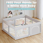 Hiaksedt 50 x 50 inch Baby Playpen with Mat | Small Playpen for Babies and Toddlers Baby Fence Playards