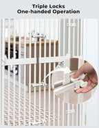 Extra Tall Cat Gate for Doorway: 74.8"-90.5" Tall Cat Gates for Pet 30.3"-38.2" Wide Pressure Mount No Wall Drilling for Indoor Stairs Doorway Room Door Dog Safety Barrier No Toddler