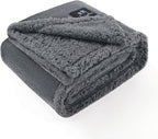 Luciphia Waterproof Bed Blanket Washable,Soft Sherpa Fleece Puppy Reversible Throw Blankets for Small Dog Cat,Furniture Cover Protector Couch Bed from Liquid Pee and Pet Fur, Light Grey, 40" x 28"