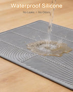 Extra Large Cat Litter Mat XL, 47" x 35", Silicone Waterproof | Traps litter, Easy to clean, Vacuum & wipe off, Waterproof backing, Non-slip design, Soft on paws