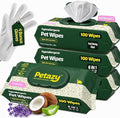 Pet Wipes for Dogs and Cats – 400 Count (8x8in) Hypoallergenic, Deodorizing Dog Wipes for Paws, Ears and Butt | XL with Aloe & Coconut Oil, Lavender Scented | Includes 4 Grooming Glove Wipes