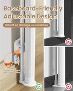 Baby Gate Mesh, 71" Wide 34" Tall Retractable Mesh Baby Gates | Mesh Pet Gate, One-Hand Operation, Baseboard Fit, 6 Reinforced Rods, for Open Kitchen, Living Room & Playroom, White