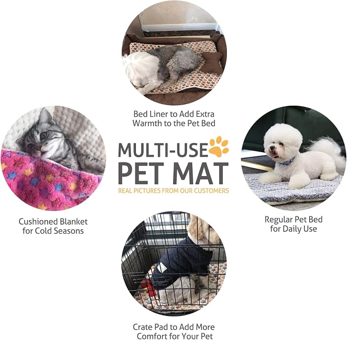 Mora Pets Dog Bed Crate Pad Ultra Soft Pet Mat Star Print 22 Inch Brown | Washable Crate Mat for Large Medium Small Dogs, Reversible Fleece Dog Crate Kennel Mat Flat Cat Bed Liner