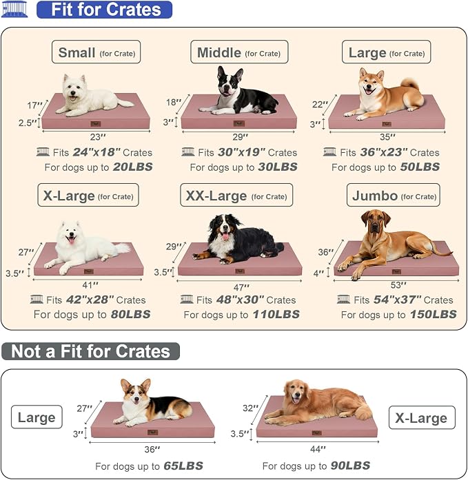 Outdoor Waterproof Orthopedic Dog Bed for Large Dogs | Egg Crate Foam for Joint Support, TPU Waterproof Layer, Machine Washable 1680D Oxford Cover, 36 x 27 Inch, Up to 65 lbs