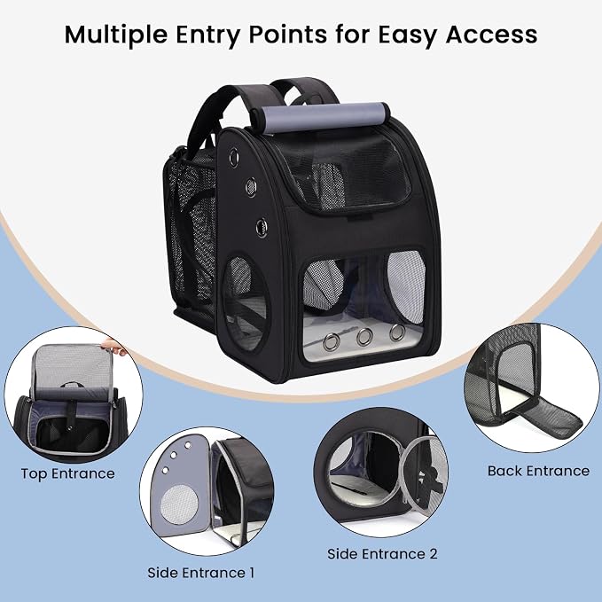 Expandable Cat Backpack Carrier, Large Space, Airline Approved, XL | Pet Carrier Backpack Up to 25 lbs, Portable Cat Travel Backpack, Ideal for Traveling/Hiking /Camping/Vet, Black