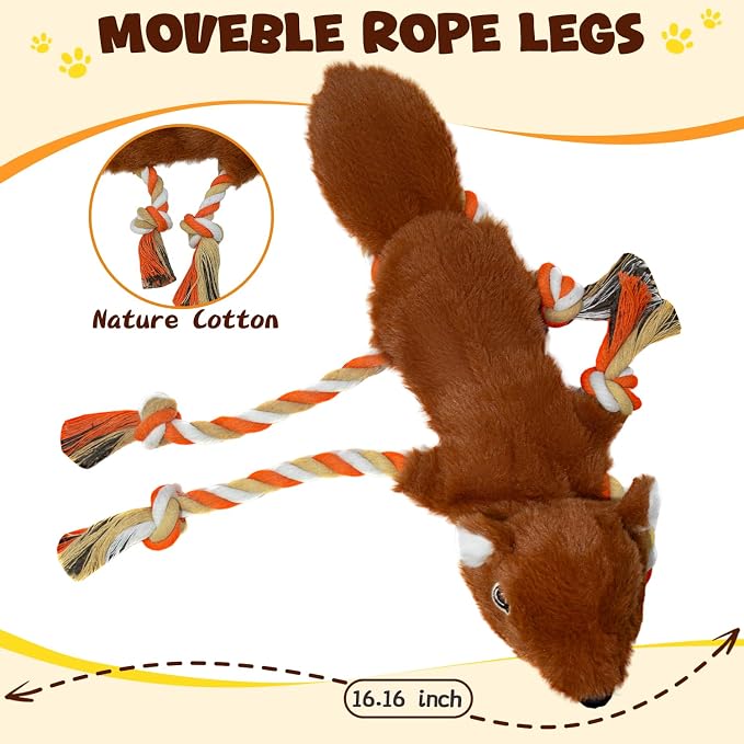 No Stuffing Rope 2-Pack Dog Toys, Chew Toys for Medium, Large Pets | Rope Design Perfect for Interactive Tug of War, Durable Plush Toy for Teething, Indoor Outdoor Play to Keep Puppy Busy