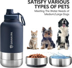 3 in 1 Insulated Stainless Steel Dog & Human Water Bottle | Leakproof Travel Dispenser with 2 Detachable 8.5 oz Bowl, 24H Cold/12H Hot, Carrying Case for Walking, Hiking,Camping & Outdoor Travel