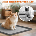Pawtners Silicone Cat Litter Mat 34 x 22 in, Easy to Clean, Gray, 1 Pack | Non-Slip Kitty Litter Mat for Floor, Waterproof & Urine-Proof Cat Litter Mat Litter Trapping Mat, Soft on Kitty Paws