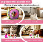 Retro Shaw 33 Pack Cat Toys for Indoor Cats, Collapsible Kitty Tunnel Tent with Feather Teaser Wand, Springs Balls Bell Mouse Interactive Kitten Hideaway Playhouse 15.7 Inches