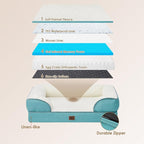 EHEYCIGA Orthopedic Dog Bed for Large Dogs, Waterproof Memory Foam, Turquoise Blue, 35"L x 22"W x 6.5"Th | Non-Slip Bottom and Egg-Crate Memory Foam Dog Couch Bed with Washable Removable Cover, Turquoise Blue