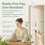 Interactive Cat Toy for Indoor Cats, Automatic Hanging Cat Toy with 5 Refill Teasers, USB-C Rechargeable Self Play Cat Toy, Door Kitten Toy for Exercise, Boredom Relief and Cat Enrichment (White)