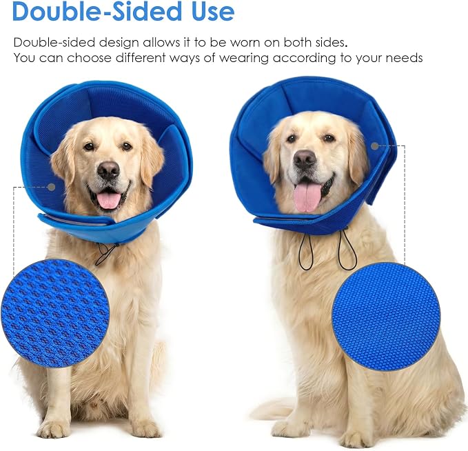 AOFITEE Dog Cones for Medium Dogs, Soft Dog Cone Collar After Surgery, Adjustable Cone for Dogs to Stop Licking, Breathable Pet E-Collar Alternative for Wound Healing(Blue,Medium)