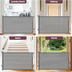 2Pack Retractable Baby Gates for Stair, 58" Extra Wide Mesh Dog Gate | Child Gate for Toddler Pet, Indoor and Outdoor Use, Easy Install, 34" Height, Gray