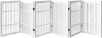 Urnporium Pet Dog Gate Freestanding, Strong Durable Folding Wooden Fence, Portable Acacia Hardwood Safety Barrier for Indoor & Outdoor Use (White Pet Gate, 6 Panel 30" Tall)