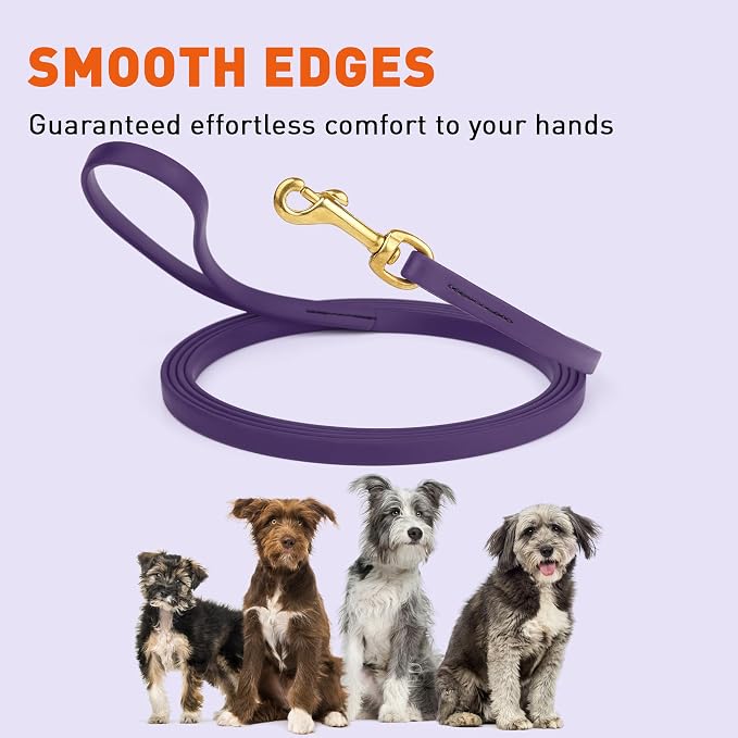 Viper Biothane K9 Working Dog Leash Waterproof Lead for Tracking Training Schutzhund Odor-Proof Long Line with Solid Brass Snap for Puppy Medium and Large Dogs, 33ft Violet Purple