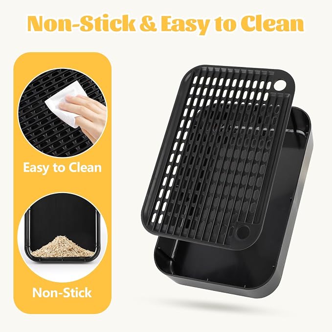 Cat Litter Box Step, Litter Box Ramp Catcher with Filter Function, Black | Litter Box Ramp for Kittens & Old Cats, Washable, Anti-Tracking, Non-Slip Litter Catcher, Easy to Clean