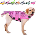 ASENKU Dog Life Jacket - Pet Safety Vest for Swimming & Boating, Shark Life Jacket with Floatation, Dog Lifesavers Swimsuits for Small Medium Large Dogs (Mermaid Pink, XL)