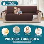 Turquoize 100% Waterproof Sofa Covers Couch Cover Sofa Cover for Dogs Couch Protector Triple Non-Slip Sofa Slipcover for 3 Cushion Couch Furniture Protector for Pets, Kids,Dog (XL Sofa 78", Brown)