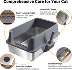 Stainless Steel Litter Box with Lid,XL Extra Large Cat Litter Box | Large Litter Boxes for Big Cats,Metal Kitty Litter Boxes with Anti-Leakage, High Sides,Easy to Clean,Scoop & Mat Included