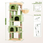 Globlazer F66 Cactus Corner Cat Tree, 66in Multi-Level Climbing Tower | Kitty Condos Cat Scratching Tower for Indoor Multiple Cats with Large Platform, 3 Cat Caves, Hanging Basket
