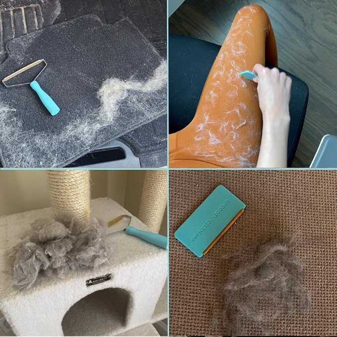 Uproot Cleaner Pro Pet Hair Remover & Mini - Pet Hair Removal Tool Multi Fabric Edge & Carpet Scraper - Cat for Couch, Cat Towers, Car Detailing The Furry-Situation Survival Kit