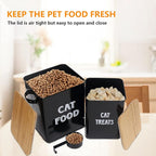Morezi Cat Food Storage Container Farmhouse Pet Food Treats Bin with Lid and Scoop, Perfect Sturdy Canister Tins for Kitchen Countertop, Shelf, Great Gift for Pet Owners, 5 lbs, Black