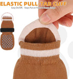 KOOLTAIL Anti Slip Dog Socks Shoes for Hot Pavement to Prevent Licking Paws Scratching, Pet Boots & Paw Protector for Hardwood Floors, Dog Grip Booties for Small Medium Large Senior Dogs, Khaki M