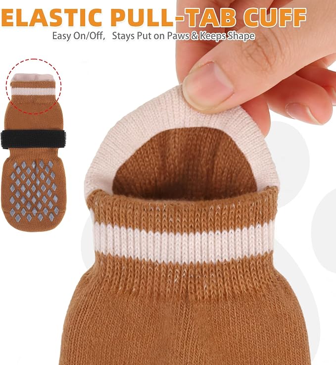 KOOLTAIL Non Slip Dog Socks Shoes to Prevent Licking Paws and Scratching, Winter Pet Booties for Cold Pavement & Hardwood Floors, Dog Grip Booties for Small Medium Large Senior Dogs