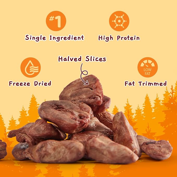 Jungle Calling Freeze Dried Chicken Hearts for Dogs & Cats, 7.76 oz | Single Ingredient, High Protein Organ Meat, Bite-Sized Chicken Heart Halves, Easy to Chew & Digest Training Treats & Toppers